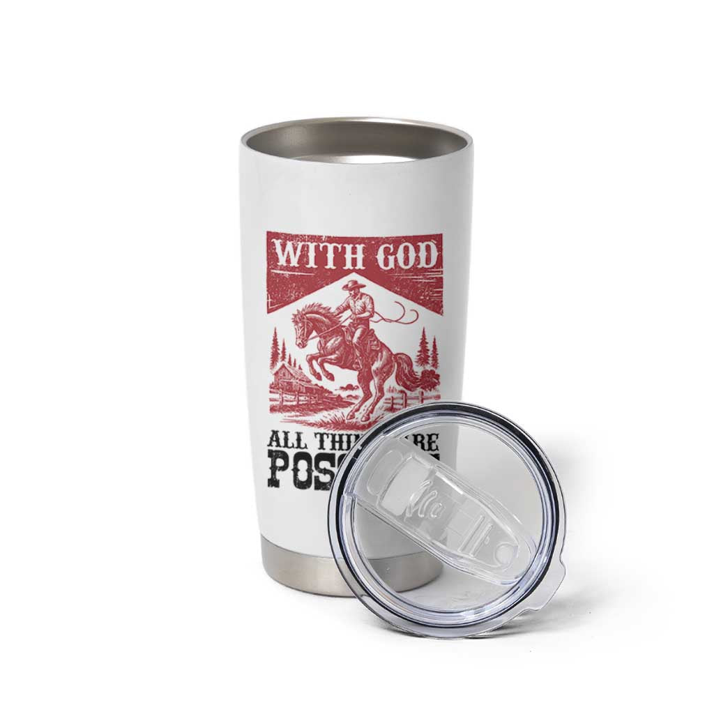 Christian Cowboy Tumbler Cup Vintage Christian All Things Are Possible Encouraging Bible Verse