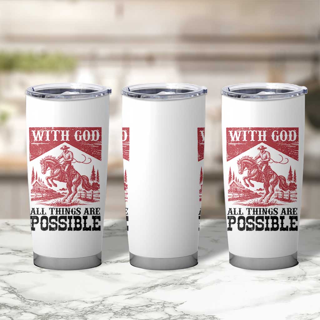 Christian Cowboy Tumbler Cup Vintage Christian All Things Are Possible Encouraging Bible Verse