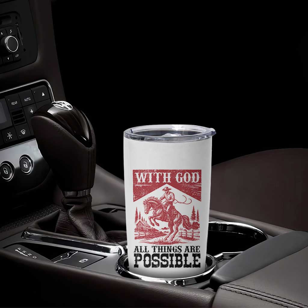 Christian Cowboy Tumbler Cup Vintage Christian All Things Are Possible Encouraging Bible Verse
