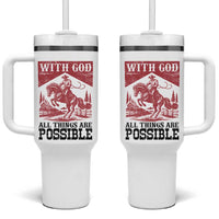 Christian Cowboy Tumbler With Handle Vintage Christian All Things Are Possible Encouraging Bible Verse