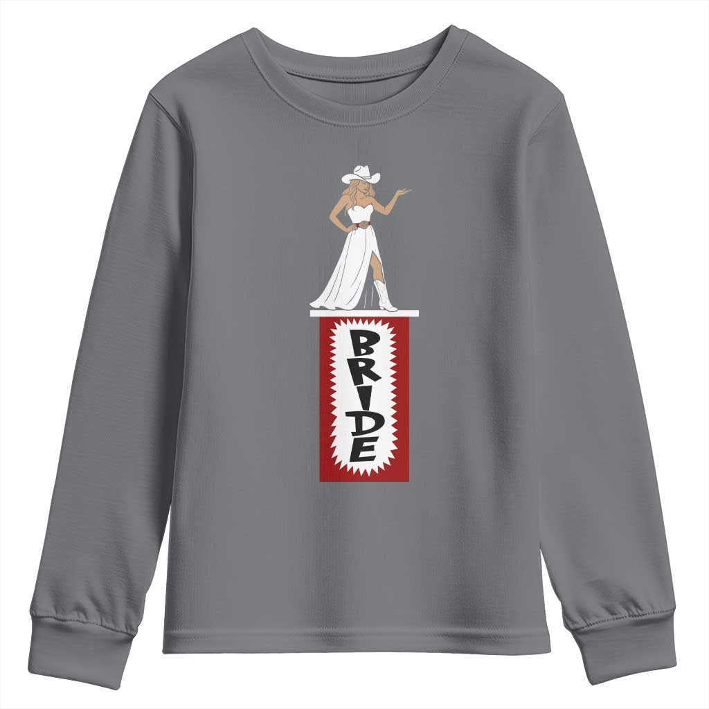 Bride Cowgirl Youth Sweatshirt Western Rodeo Bachelorette Party Wedding - Wonder Print Shop