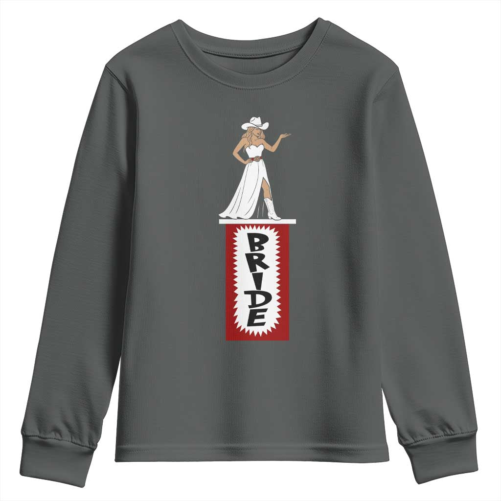 Bride Cowgirl Youth Sweatshirt Western Rodeo Bachelorette Party Wedding - Wonder Print Shop