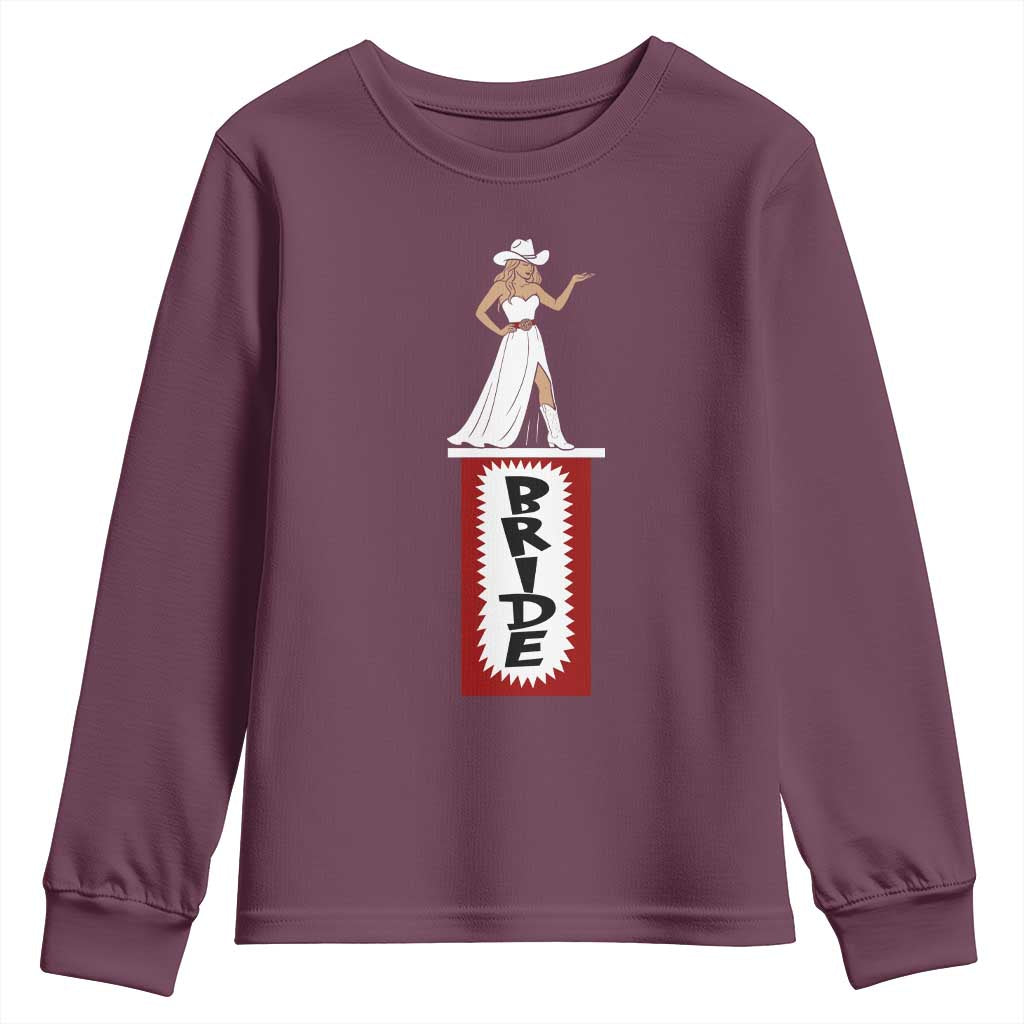 Bride Cowgirl Youth Sweatshirt Western Rodeo Bachelorette Party Wedding - Wonder Print Shop