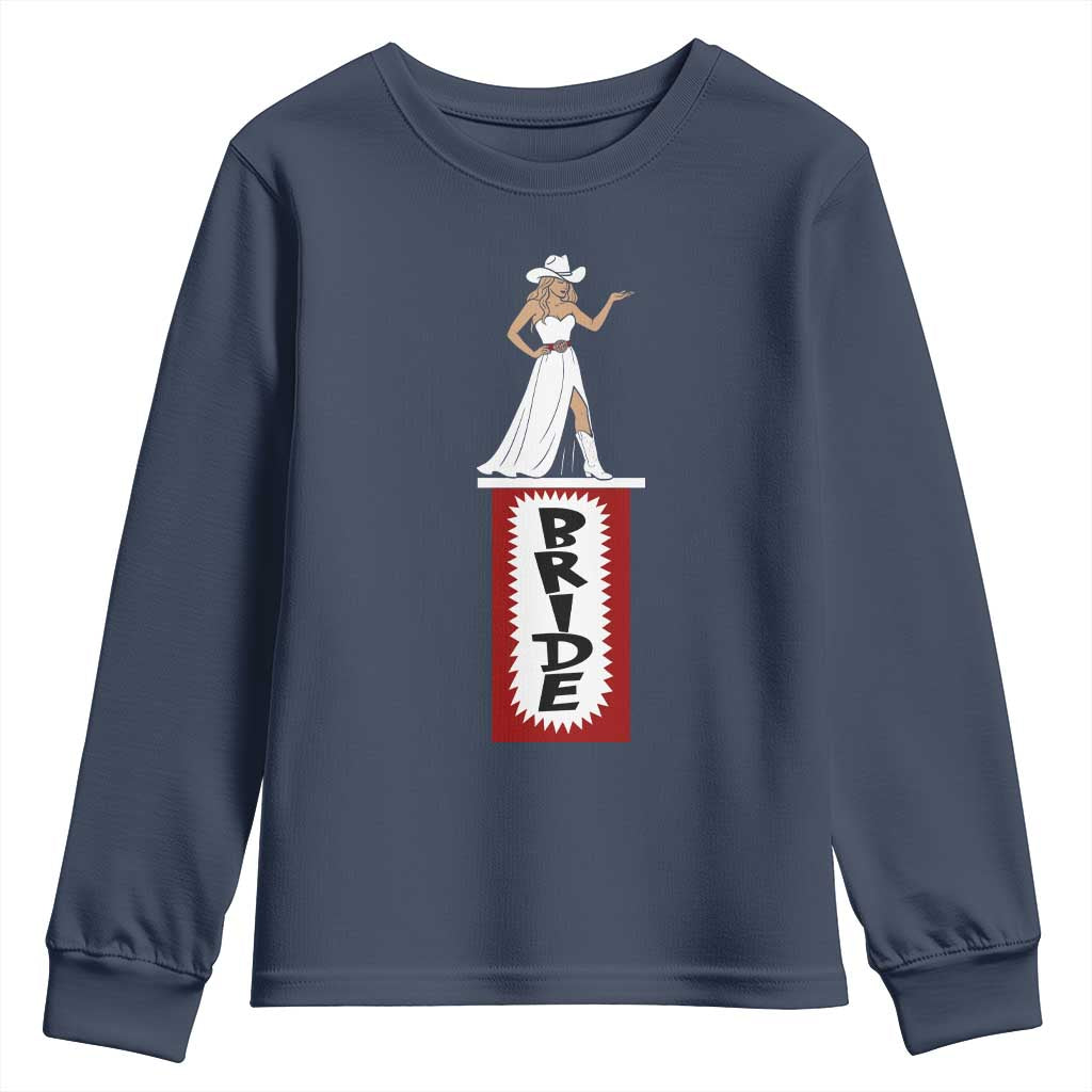 Bride Cowgirl Youth Sweatshirt Western Rodeo Bachelorette Party Wedding - Wonder Print Shop