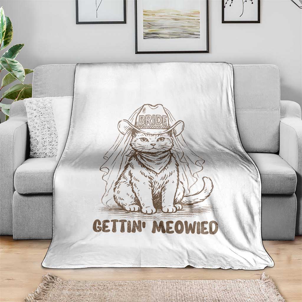 Cowgirl Bride Cat Throw Blanket Vintage Cow Cat Rodeo Bachelorette