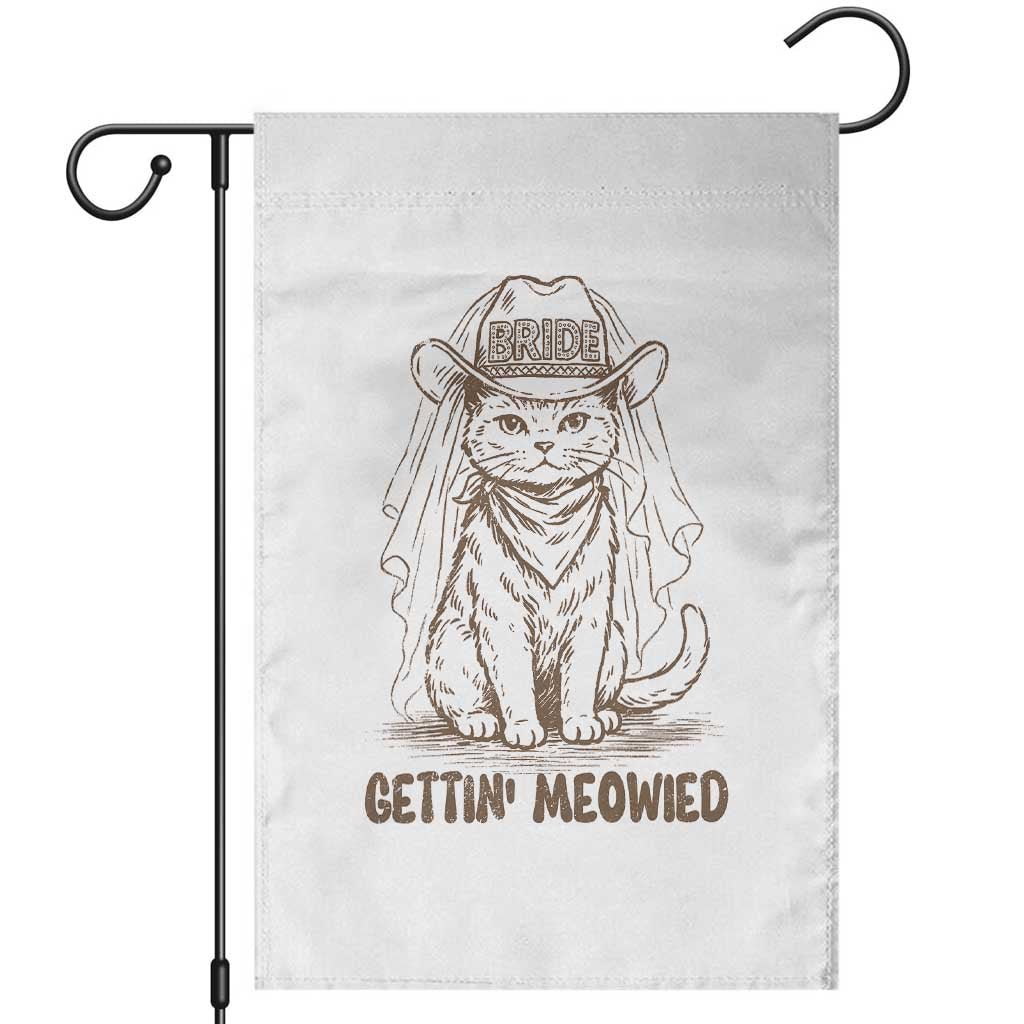 Cowgirl Bride Cat Garden Flag Vintage Cow Cat Rodeo Bachelorette