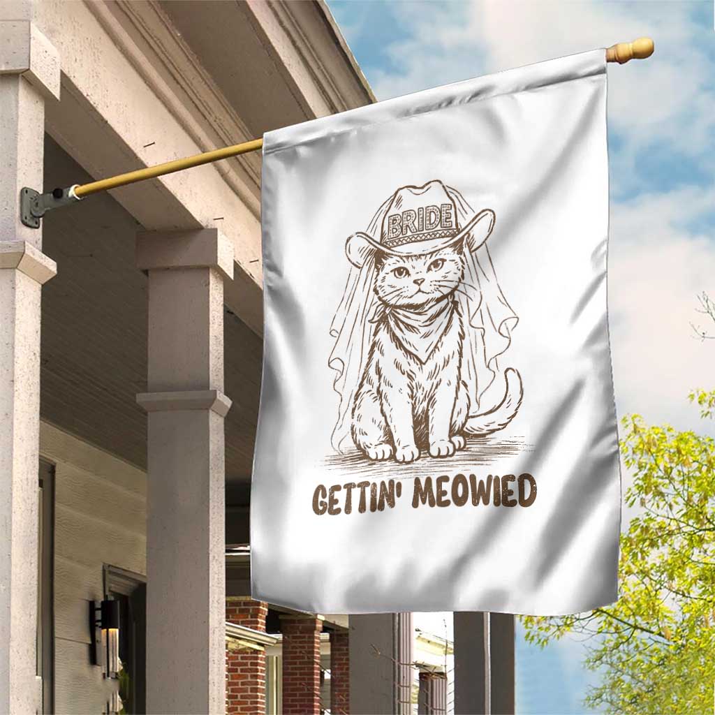Cowgirl Bride Cat Garden Flag Vintage Cow Cat Rodeo Bachelorette