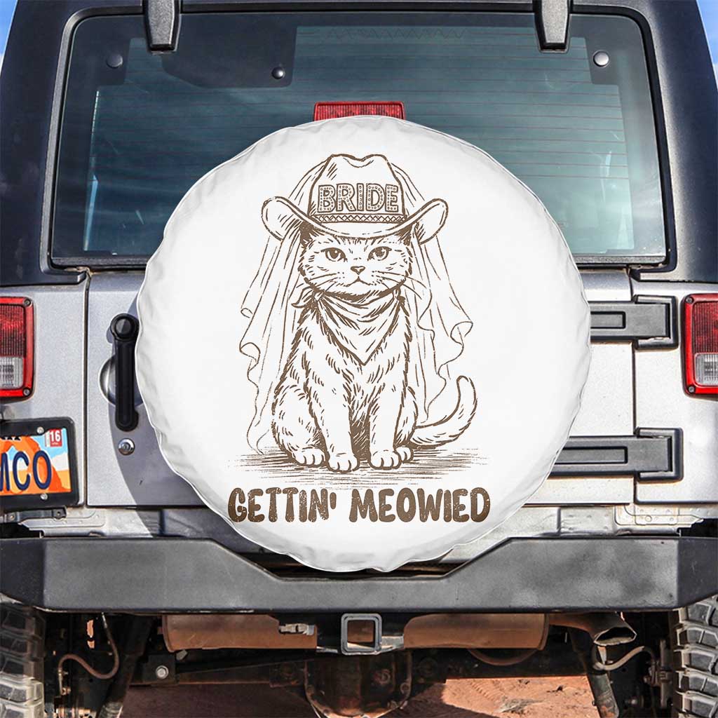 Cowgirl Bride Cat Spare Tire Cover Vintage Cow Cat Rodeo Bachelorette