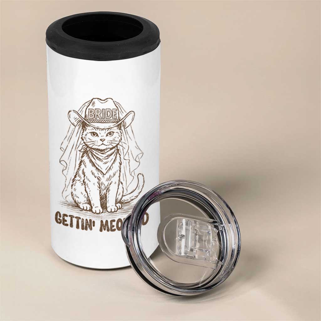 Cowgirl Bride Cat 4 in 1 Can Cooler Tumbler Vintage Cow Cat Rodeo Bachelorette