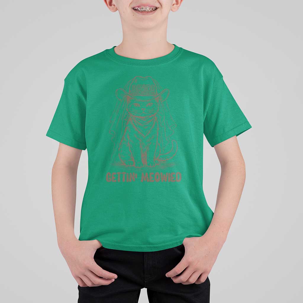 Cowgirl Bride Cat T Shirt For Kid Vintage Cow Cat Rodeo Bachelorette