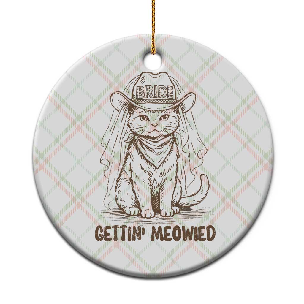 Cowgirl Bride Cat Ceramic Ornament Vintage Cow Cat Rodeo Bachelorette
