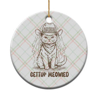 Cowgirl Bride Cat Ceramic Ornament Vintage Cow Cat Rodeo Bachelorette
