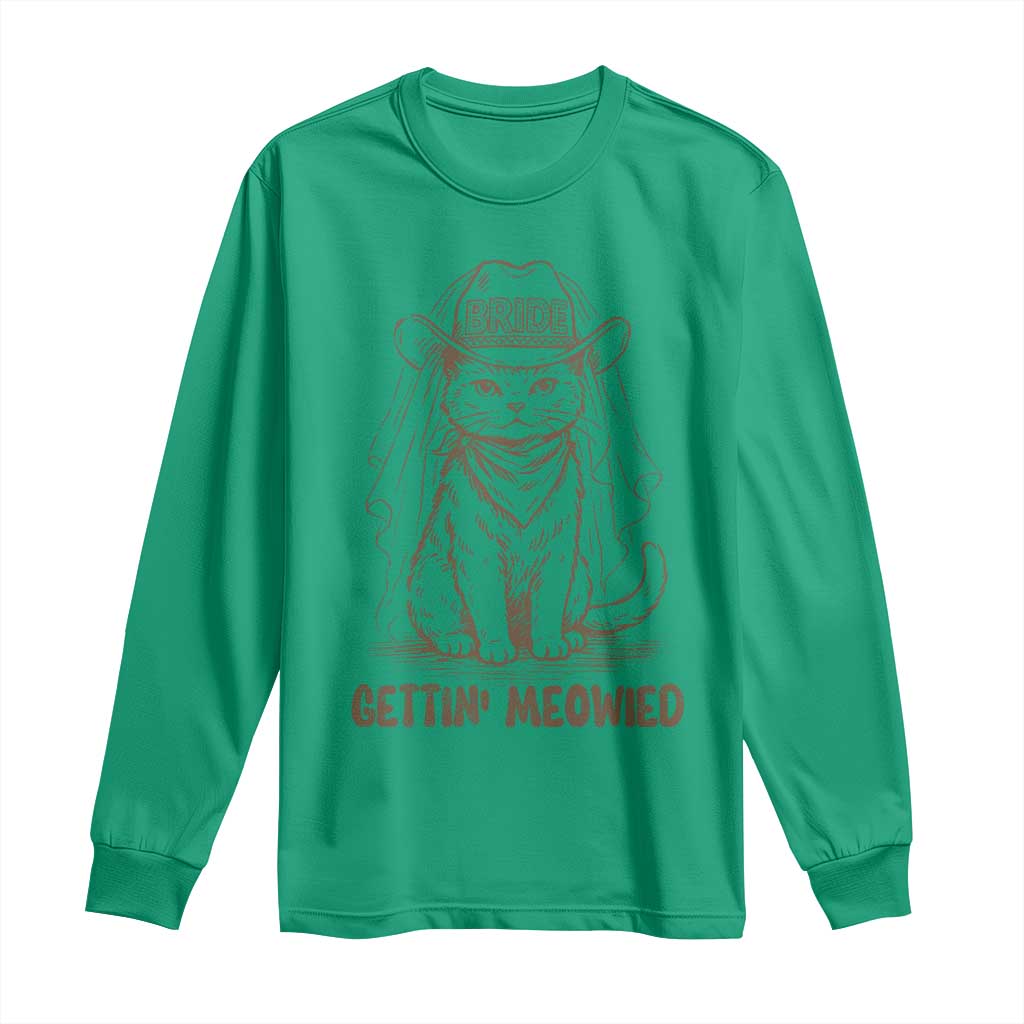 Cowgirl Bride Cat Long Sleeve Shirt Vintage Cow Cat Rodeo Bachelorette