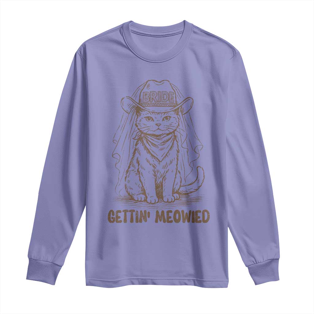 Cowgirl Bride Cat Long Sleeve Shirt Vintage Cow Cat Rodeo Bachelorette