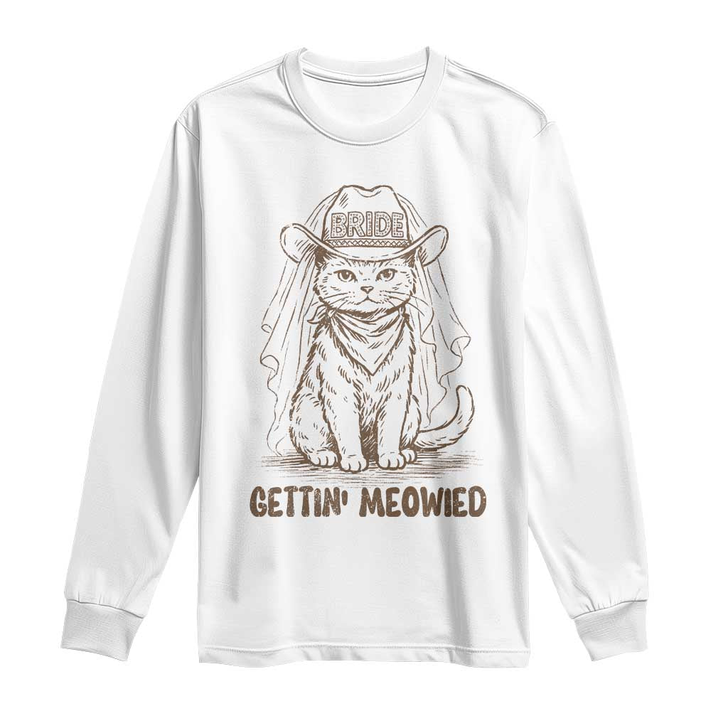 Cowgirl Bride Cat Long Sleeve Shirt Vintage Cow Cat Rodeo Bachelorette