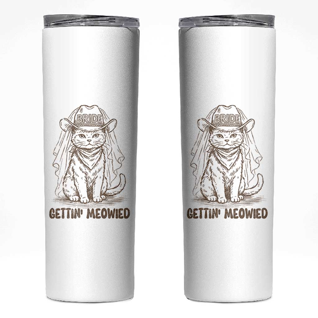 Cowgirl Bride Cat Skinny Tumbler Vintage Cow Cat Rodeo Bachelorette
