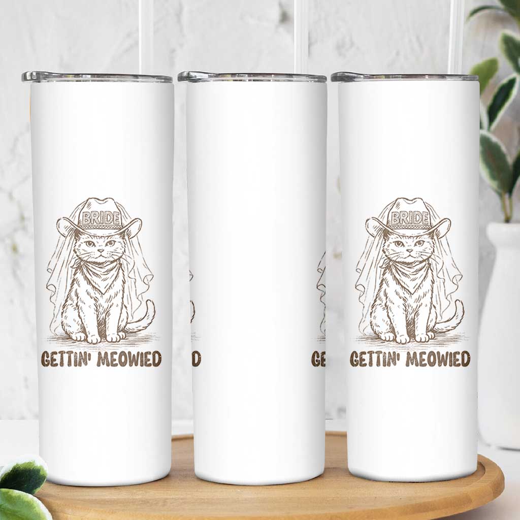 Cowgirl Bride Cat Skinny Tumbler Vintage Cow Cat Rodeo Bachelorette