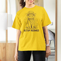 Cowgirl Bride Cat T Shirt For Women Vintage Cow Cat Rodeo Bachelorette