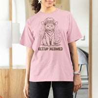 Cowgirl Bride Cat T Shirt For Women Vintage Cow Cat Rodeo Bachelorette