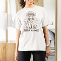 Cowgirl Bride Cat T Shirt For Women Vintage Cow Cat Rodeo Bachelorette