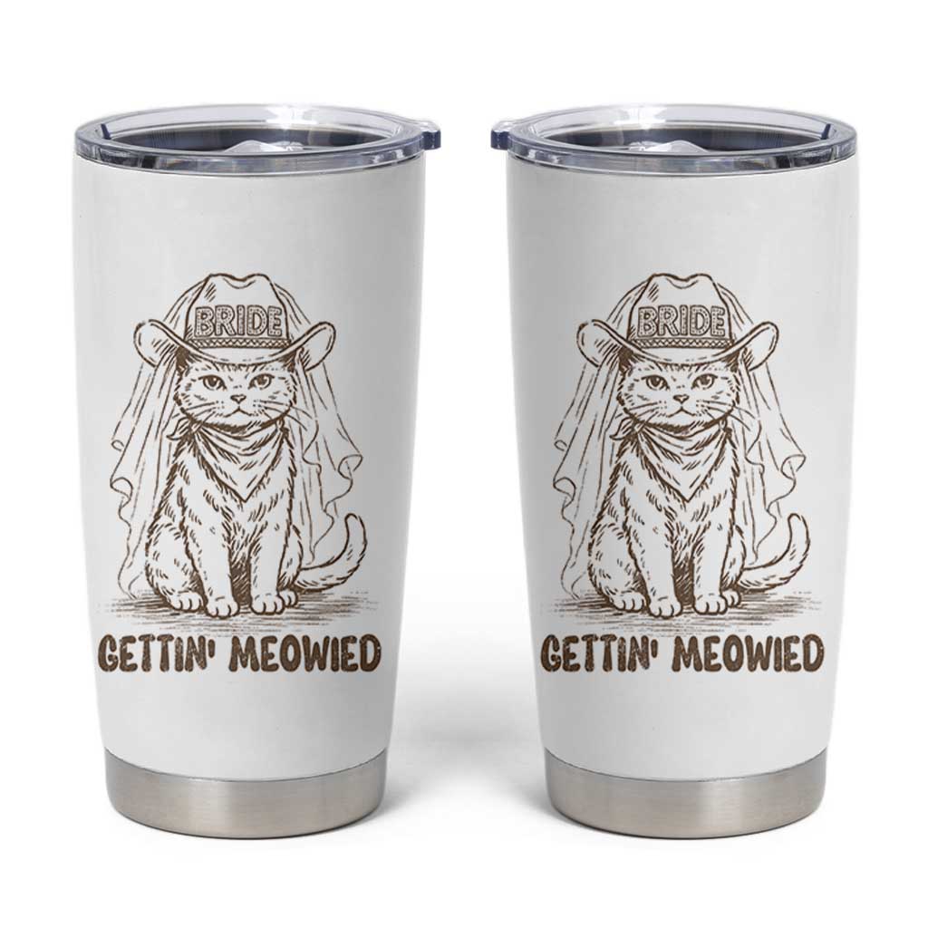 Cowgirl Bride Cat Tumbler Cup Vintage Cow Cat Rodeo Bachelorette