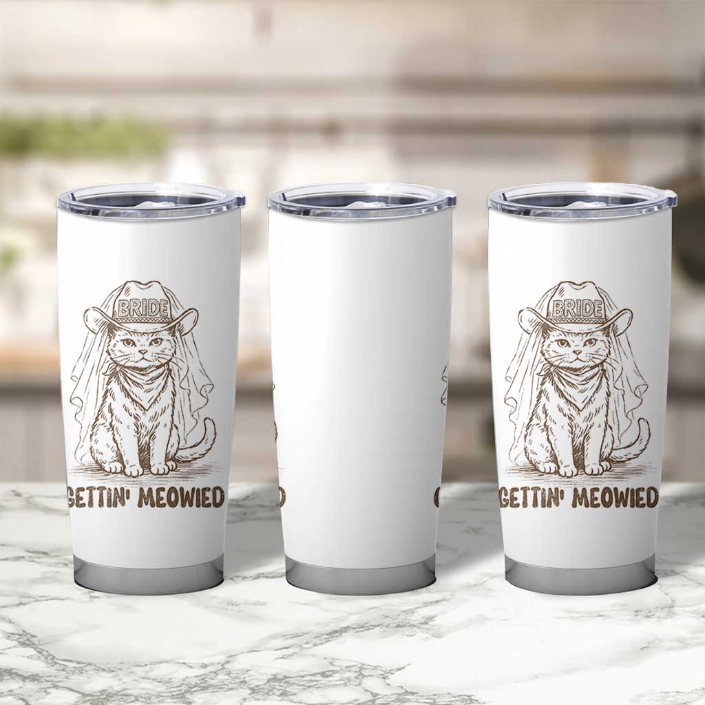 Cowgirl Bride Cat Tumbler Cup Vintage Cow Cat Rodeo Bachelorette