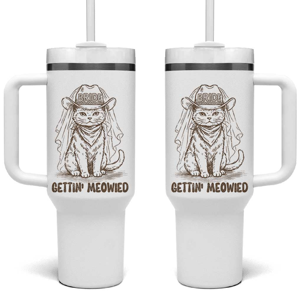 Cowgirl Bride Cat Tumbler With Handle Vintage Cow Cat Rodeo Bachelorette