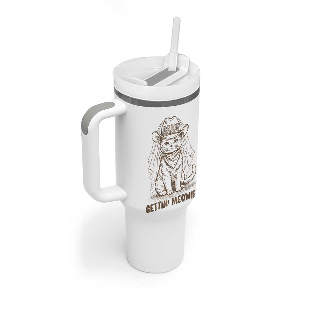 Cowgirl Bride Cat Tumbler With Handle Vintage Cow Cat Rodeo Bachelorette