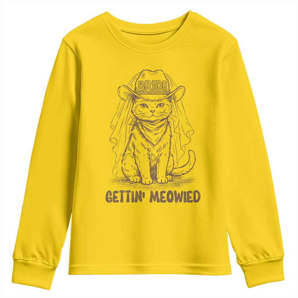 Cowgirl Bride Cat Youth Sweatshirt Vintage Cow Cat Rodeo Bachelorette
