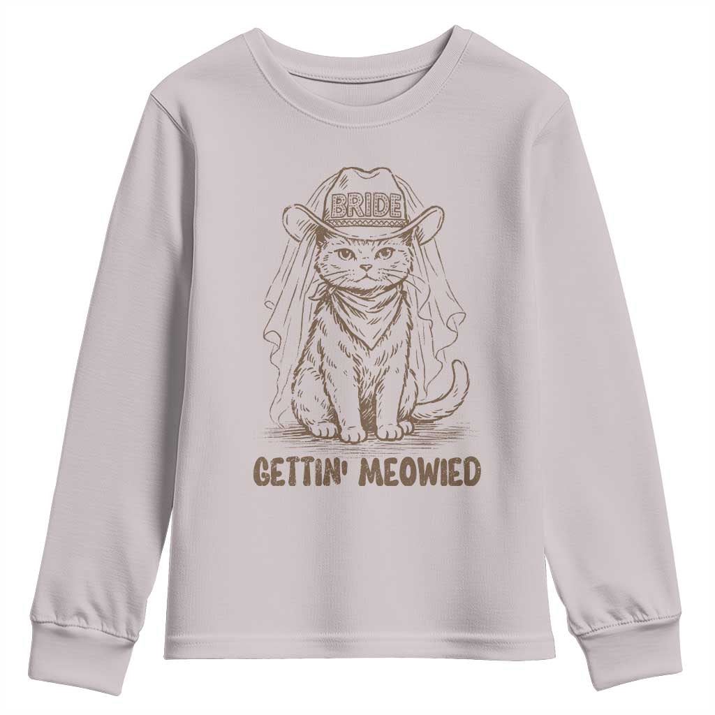 Cowgirl Bride Cat Youth Sweatshirt Vintage Cow Cat Rodeo Bachelorette