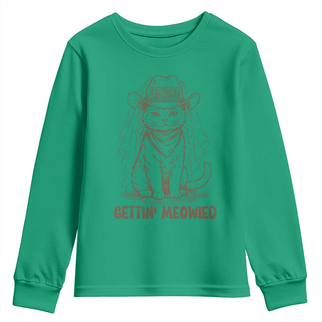 Cowgirl Bride Cat Youth Sweatshirt Vintage Cow Cat Rodeo Bachelorette