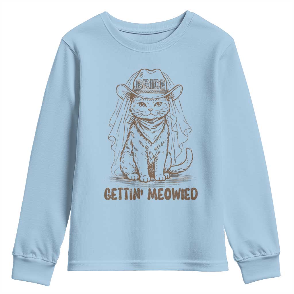 Cowgirl Bride Cat Youth Sweatshirt Vintage Cow Cat Rodeo Bachelorette