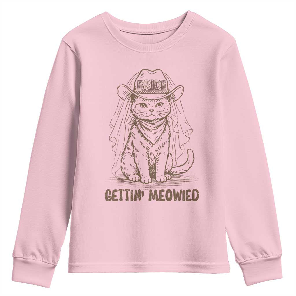 Cowgirl Bride Cat Youth Sweatshirt Vintage Cow Cat Rodeo Bachelorette