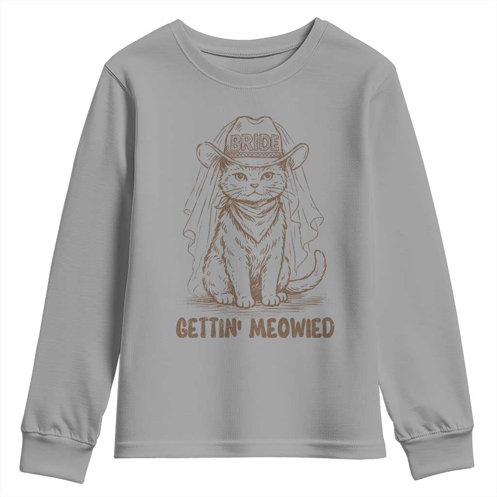 Cowgirl Bride Cat Youth Sweatshirt Vintage Cow Cat Rodeo Bachelorette