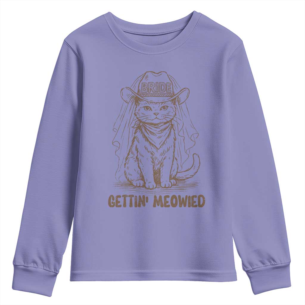 Cowgirl Bride Cat Youth Sweatshirt Vintage Cow Cat Rodeo Bachelorette