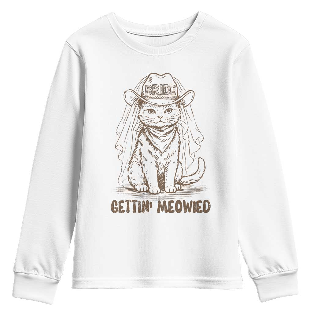 Cowgirl Bride Cat Youth Sweatshirt Vintage Cow Cat Rodeo Bachelorette