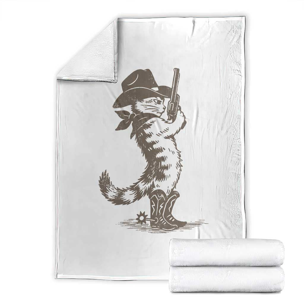 Vintage Cowboy Cat Throw Blanket Retro 90s Western Country Rodeo Kitten Cowgirl - Wonder Print Shop