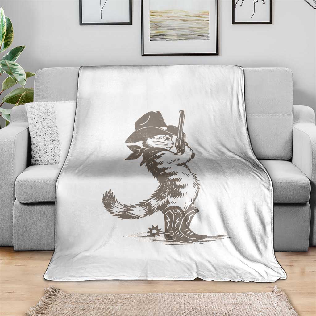 Vintage Cowboy Cat Throw Blanket Retro 90s Western Country Rodeo Kitten Cowgirl - Wonder Print Shop