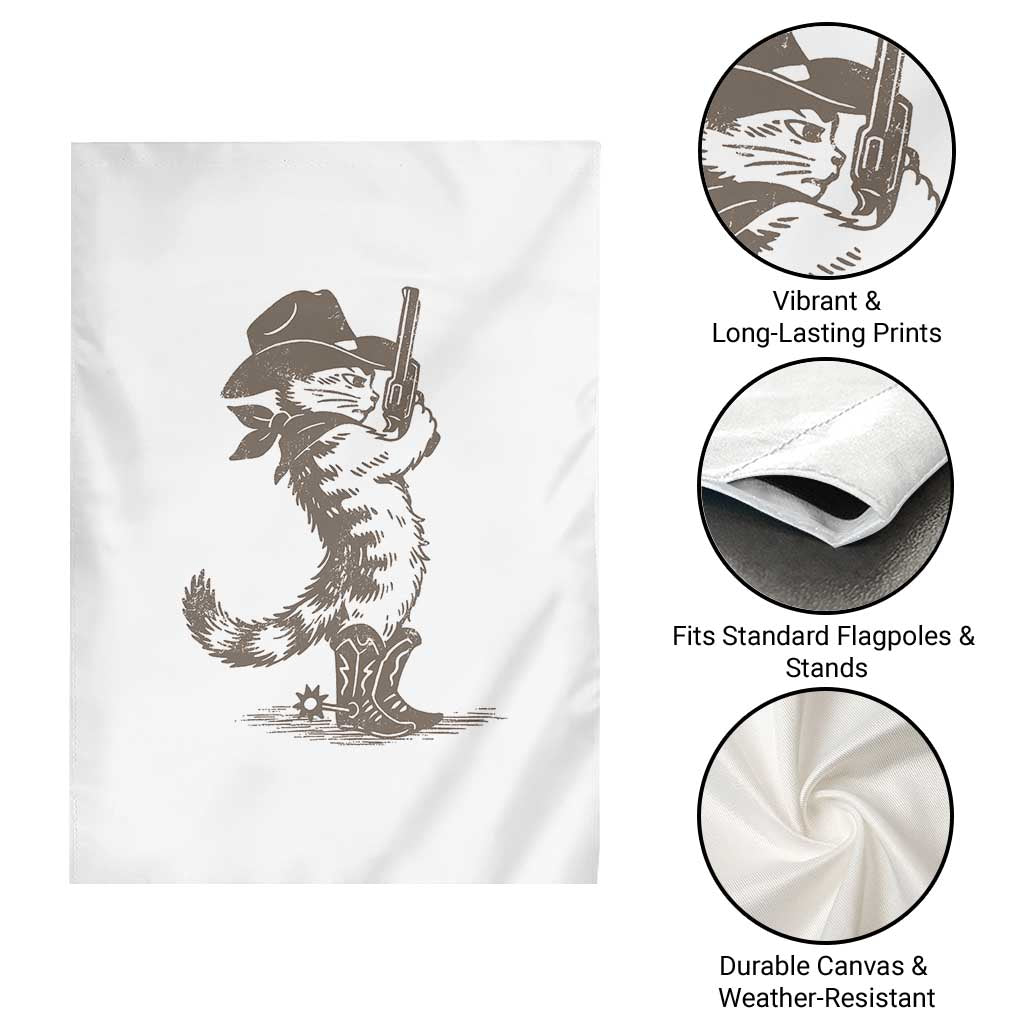 Vintage Cowboy Cat Garden Flag Retro 90s Western Country Rodeo Kitten Cowgirl - Wonder Print Shop