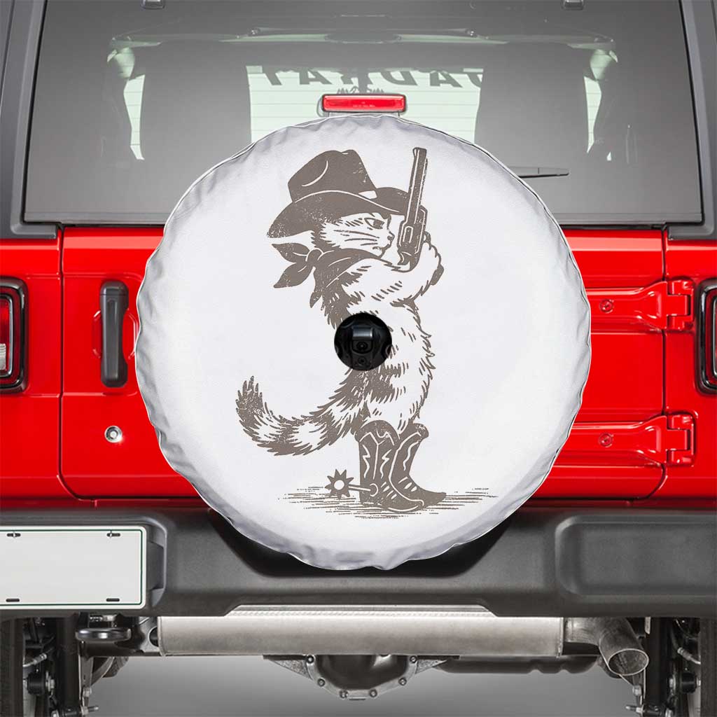Vintage Cowboy Cat Spare Tire Cover Retro 90s Western Country Rodeo Kitten Cowgirl - Wonder Print Shop