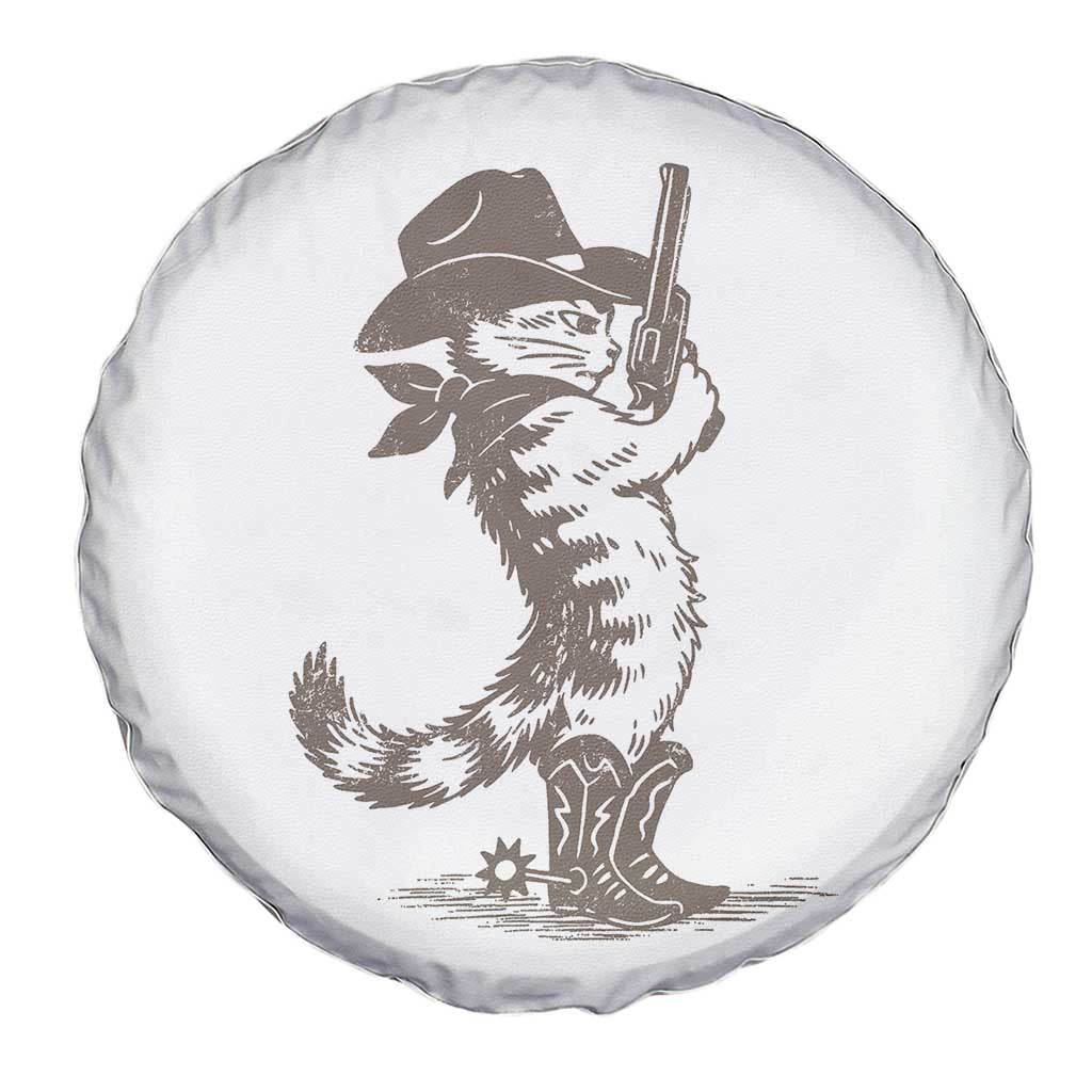 Vintage Cowboy Cat Spare Tire Cover Retro 90s Western Country Rodeo Kitten Cowgirl - Wonder Print Shop