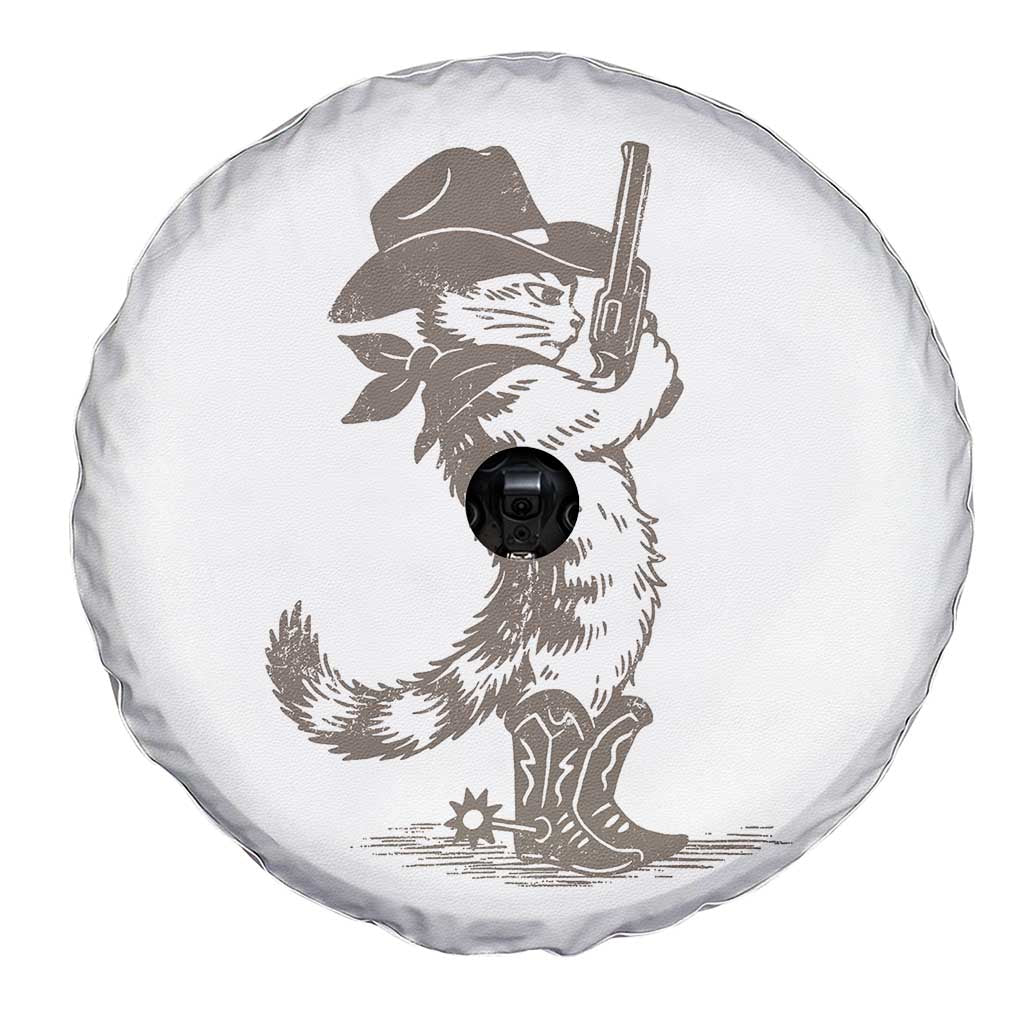 Vintage Cowboy Cat Spare Tire Cover Retro 90s Western Country Rodeo Kitten Cowgirl - Wonder Print Shop