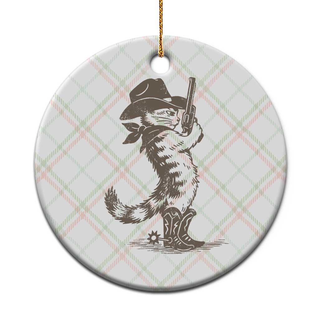 Vintage Cowboy Cat Ceramic Ornament Retro 90s Western Country Rodeo Kitten Cowgirl - Wonder Print Shop