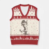 Vintage Cowboy Cat V-Neck Knit Sweater Vest Retro 90s Western Country Rodeo Kitten Cowgirl - Wonder Print Shop