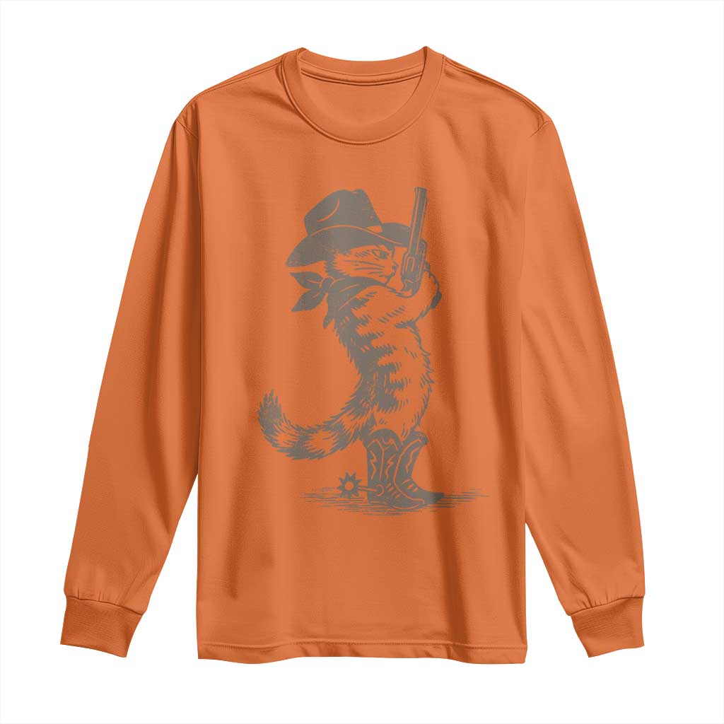 Vintage Cowboy Cat Long Sleeve Shirt Retro 90s Western Country Rodeo Kitten Cowgirl - Wonder Print Shop