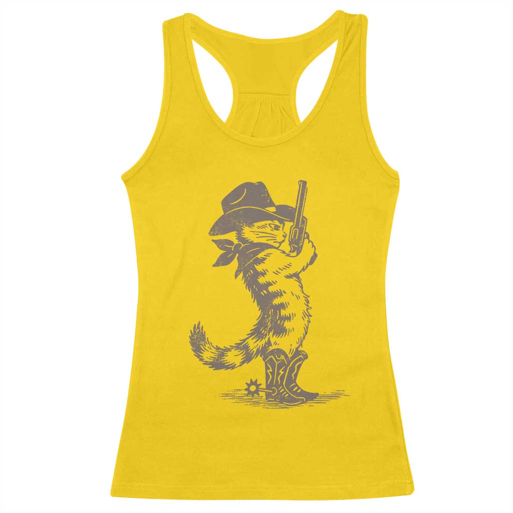 Vintage Cowboy Cat Racerback Tank Top Retro 90s Western Country Rodeo Kitten Cowgirl - Wonder Print Shop