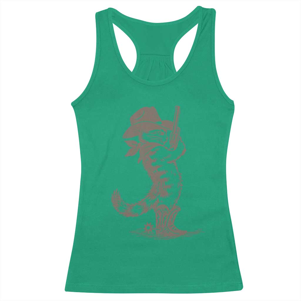 Vintage Cowboy Cat Racerback Tank Top Retro 90s Western Country Rodeo Kitten Cowgirl - Wonder Print Shop