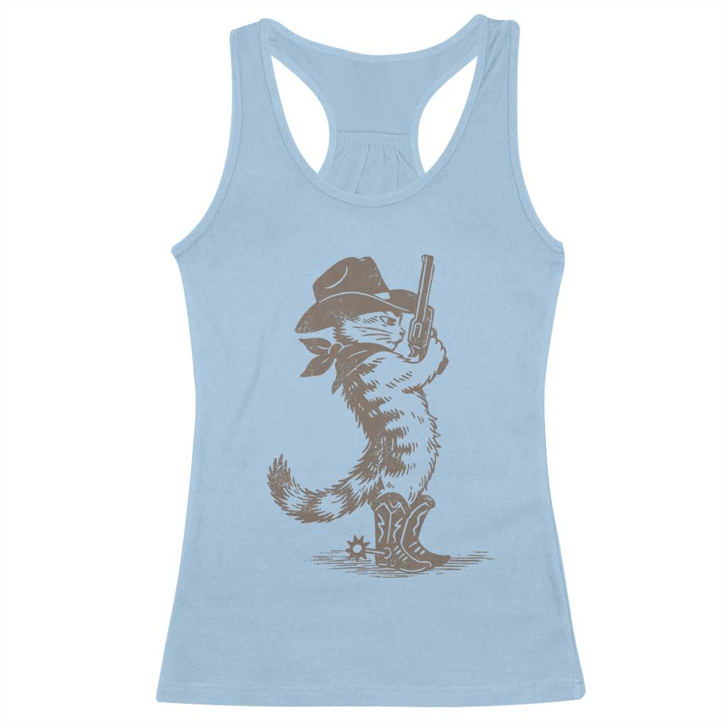 Vintage Cowboy Cat Racerback Tank Top Retro 90s Western Country Rodeo Kitten Cowgirl - Wonder Print Shop