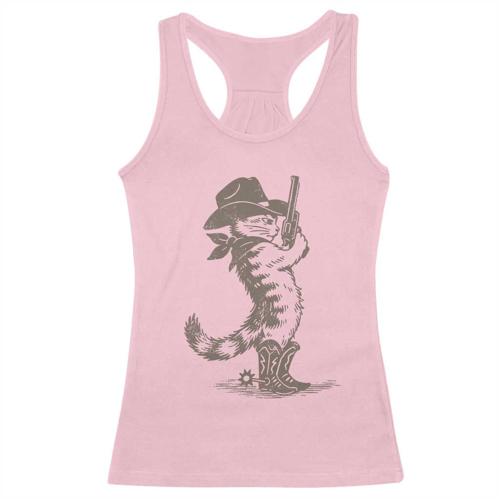 Vintage Cowboy Cat Racerback Tank Top Retro 90s Western Country Rodeo Kitten Cowgirl - Wonder Print Shop
