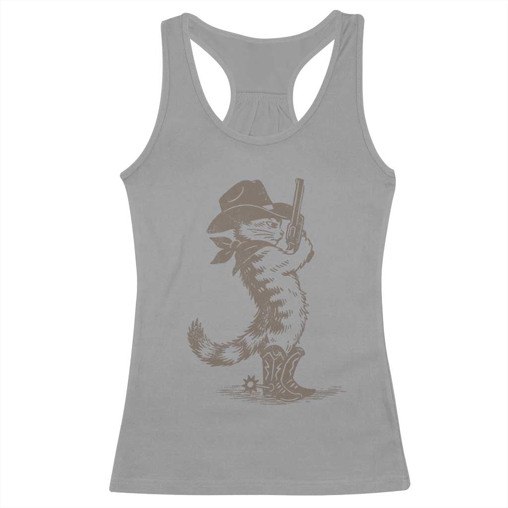 Vintage Cowboy Cat Racerback Tank Top Retro 90s Western Country Rodeo Kitten Cowgirl - Wonder Print Shop